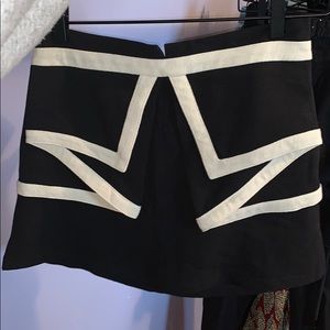 Black mini skirt with white detail